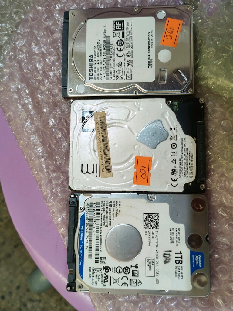 %100 HDD ler 500gb 750gb 1tb 3tb