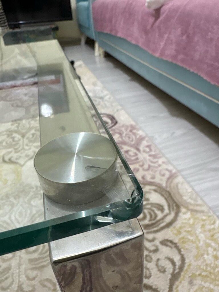 metal ayaklı cam orta sehpa - 2