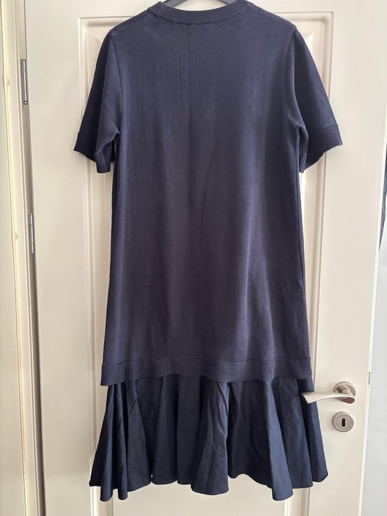 BEJ Lacivert Triko & Poplin Elbise - 5