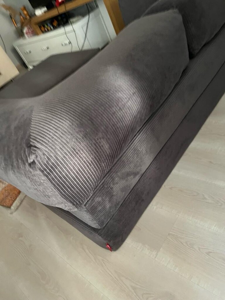Modern Gri Kadife Fitilli İkili Koltuk ve Puf Takımı (Modüler / Temiz) - 5