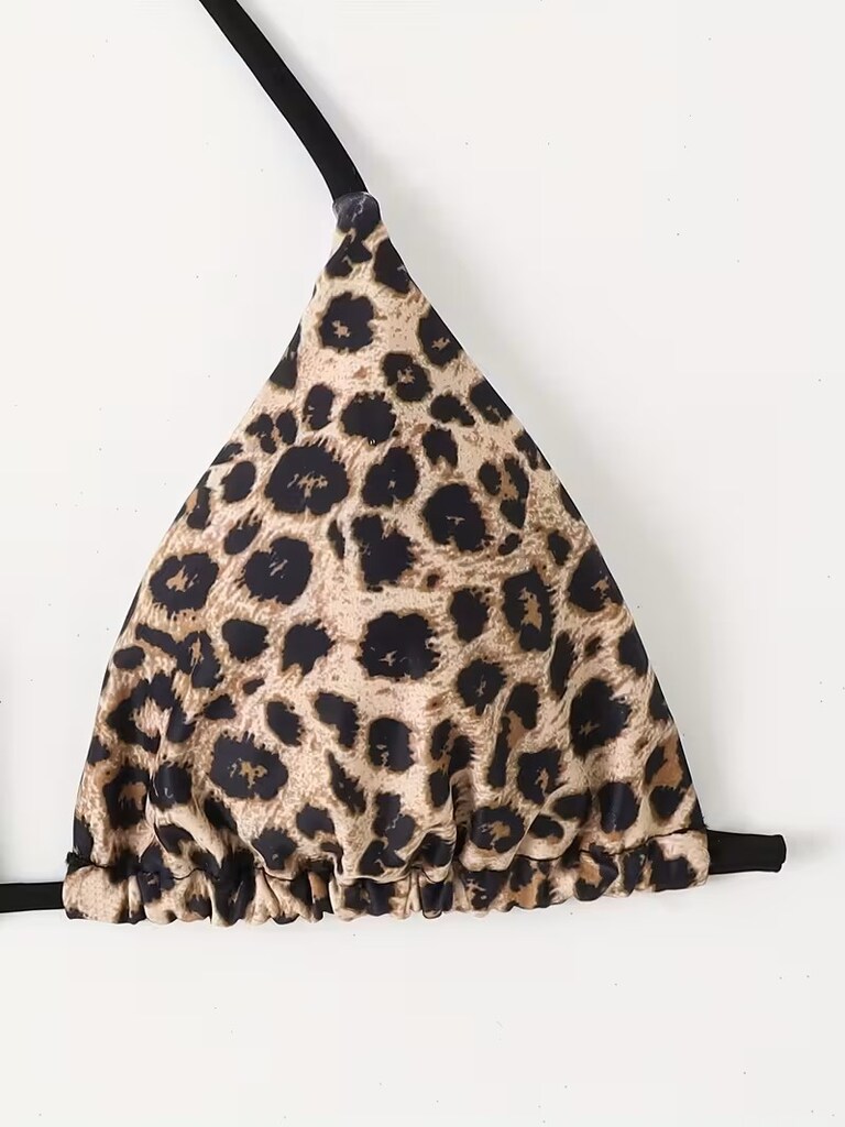 B180 Popüler Leopar Desenli Bikini Üstü Push-Up Mayo Tekli Paket - 3