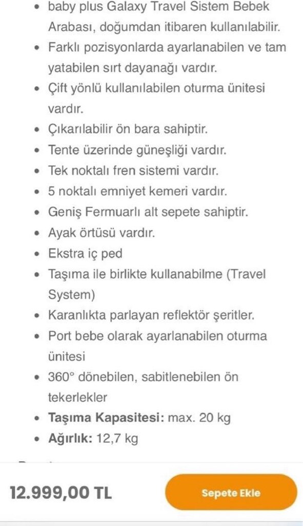 Baby Plus Galaxy Travel Sistem Bebek Arabası Ana Kucağı Set - 9