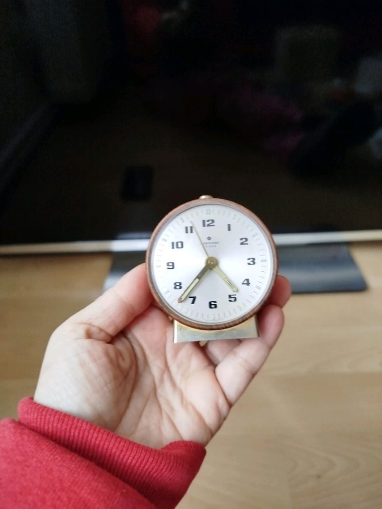 Vintage Almanya Junghans Trivox çalar saat masa çalar saati ahşaptan - 5