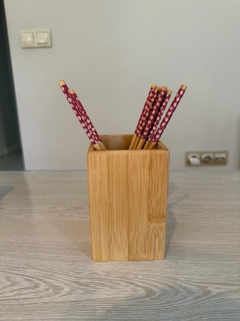 10 Adet Bambu Chopstick / Sushi Çubuğu ve Saklama Kasesi - 2
