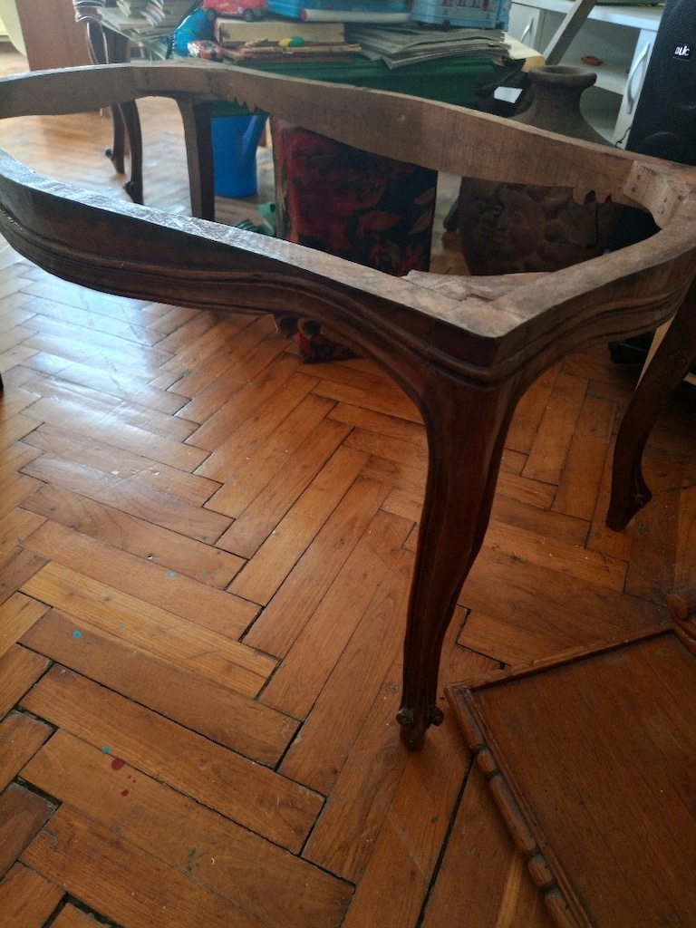 Vintage Louis XV Ahşap Sehpa İskeleti – Cabriole Bacak – 87 cm - 3