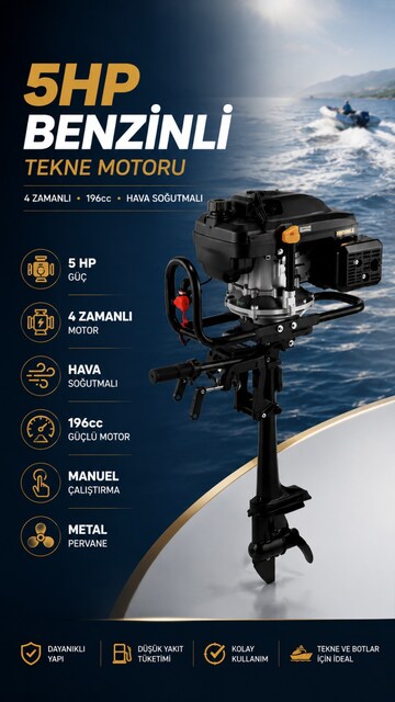 TOMKİNG TK139FD-R DIŞTAN TAKMA VİTESLİ BOT TEKNE MOTORU 7 HP