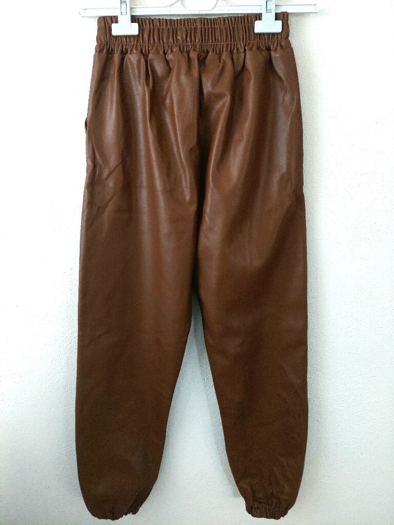 PRENSES suni deri jogger tayt pantolon - 2