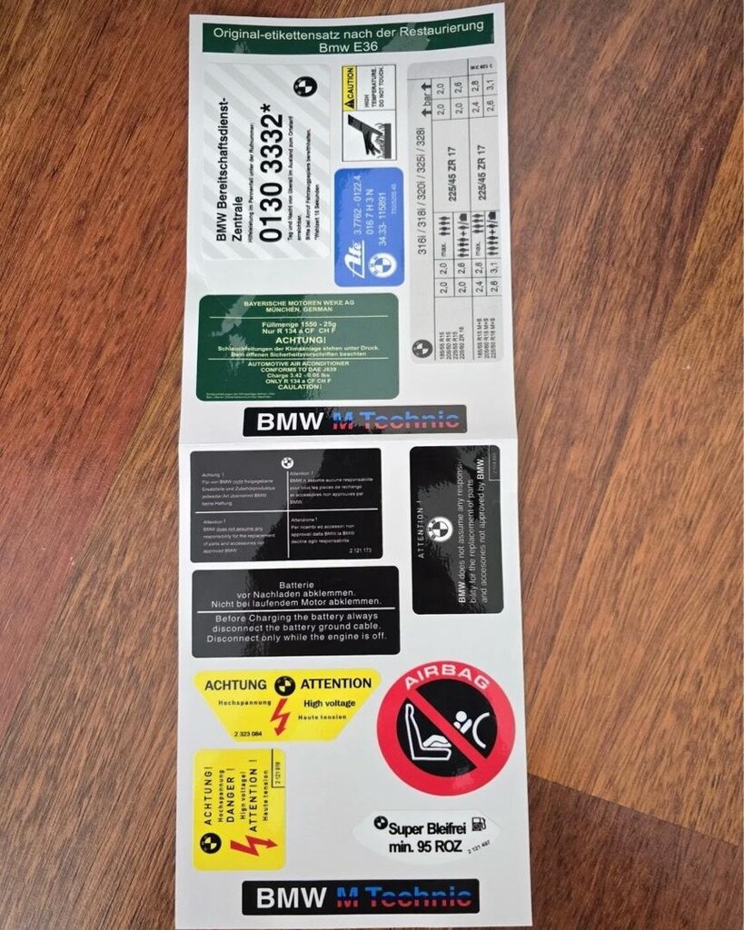 BMW E36 STİCKER ETİKET TAKIMI - 3