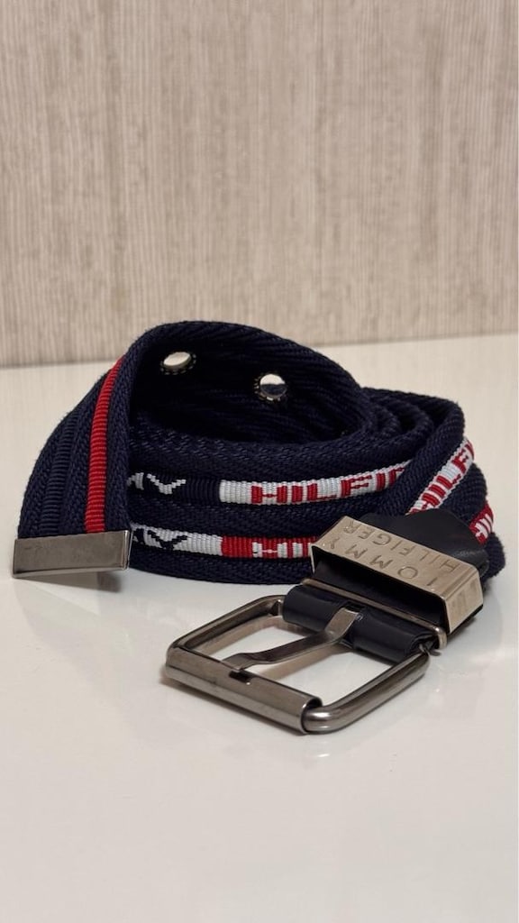 Orijinal Tommy Hilfiger Lacivert Kumaş Canvas Kemer | Unisex | Temiz