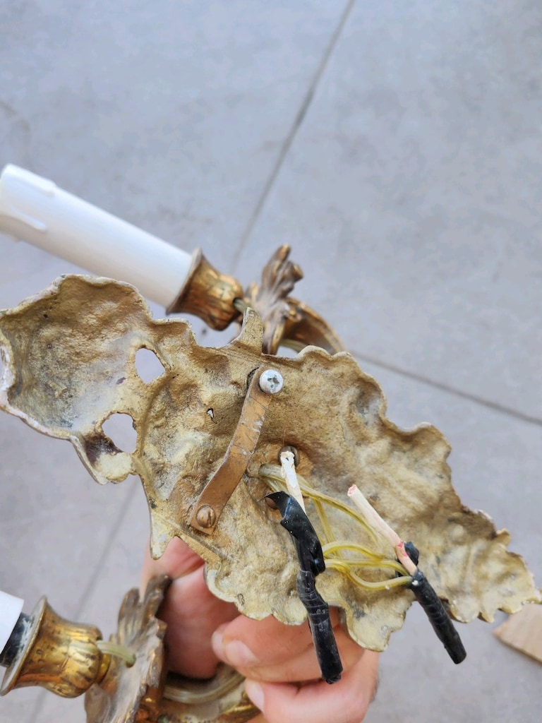ANTİKA BRONZ PİRİNÇ APLİK KOLLU NOSTALJİK NEOKLASİK FRANSIZ MUM GÖRSEL - 17