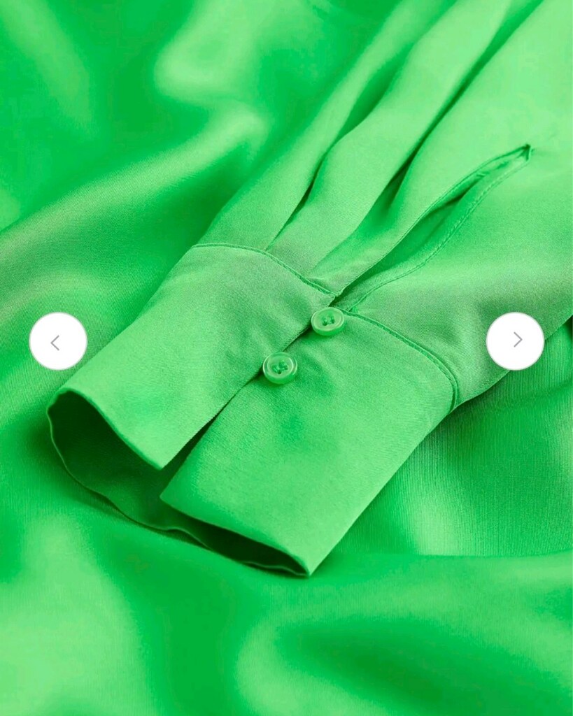 H&M Neon Yeşil Saten Kruvaze Mini Elbise – XL - 5