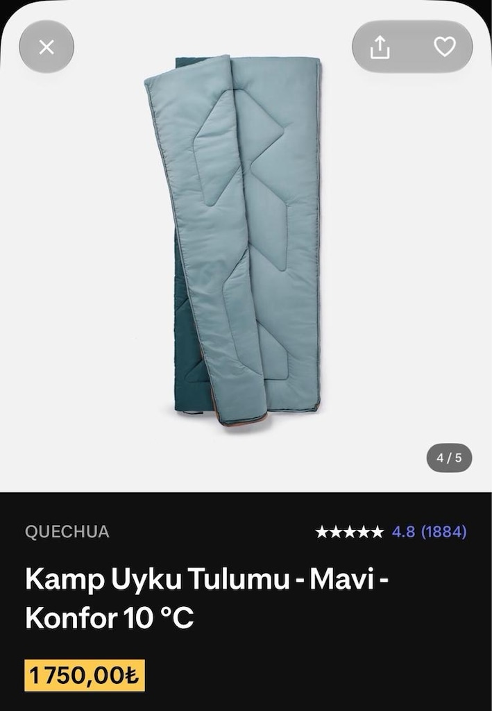 Quechua Arpenaz 10°C Uyku Tulumu 190 cm – 1 kez kullanıldı. - 4