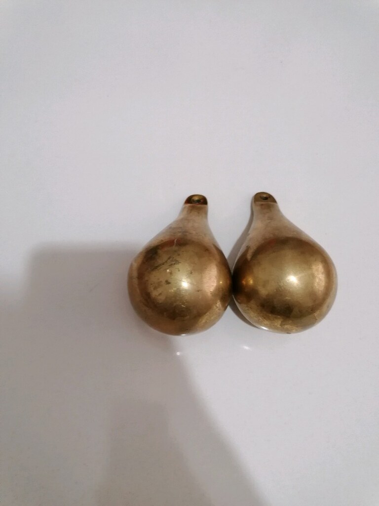 2 Adet komple Pirinç döküm Antika Hollanda Saati Sarkaç Topları, - 5
