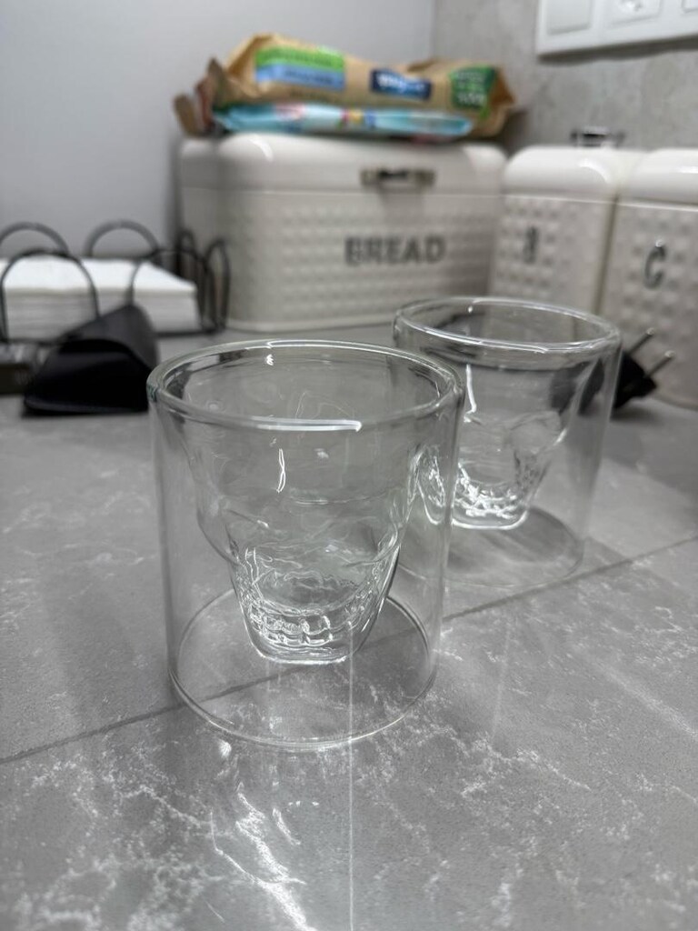 İskelet Kafatası Çift Cam Viski Shot Bardağı Kokteyl Bardağı - 2