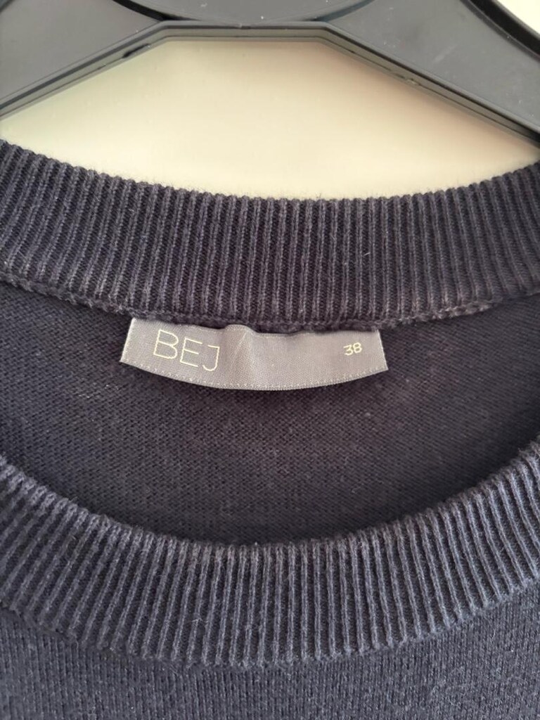 BEJ Lacivert Triko & Poplin Elbise - 4