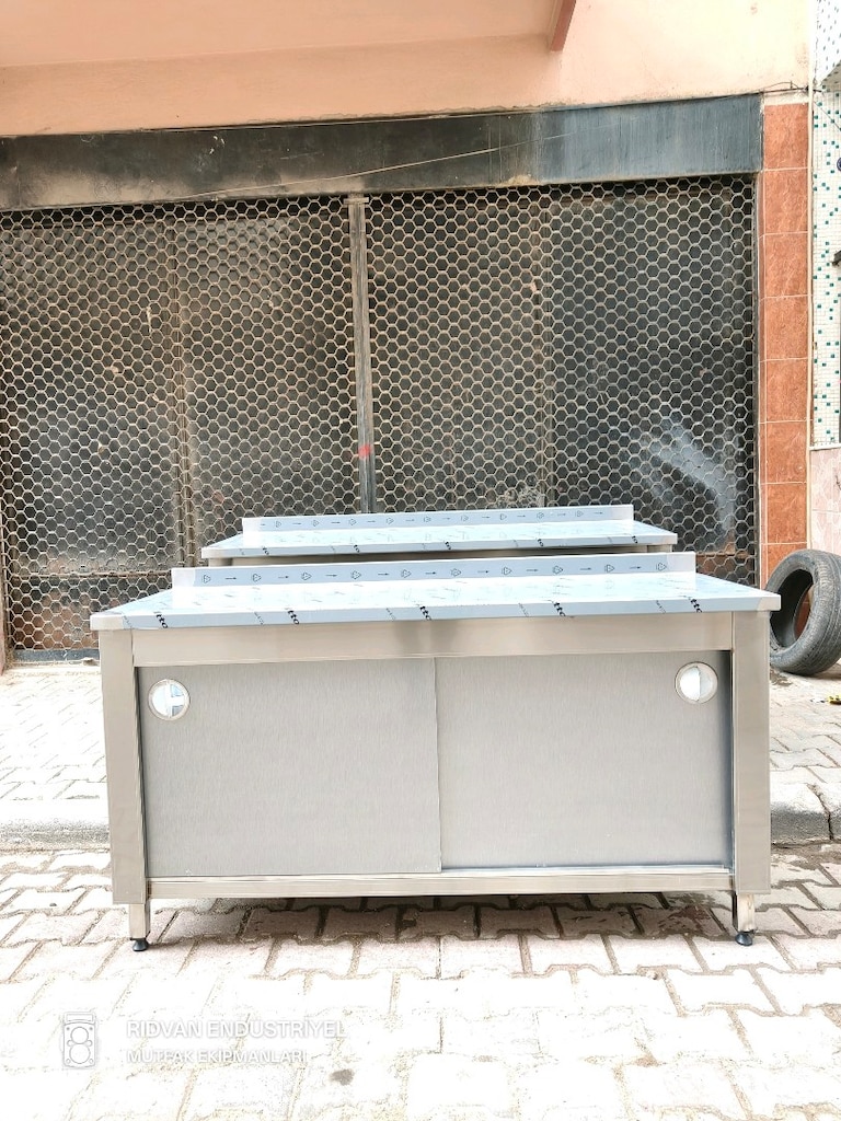 160 cm krom çalışma tezgahı krom tezgah endüstriyel hazır mutfak tezga - 18