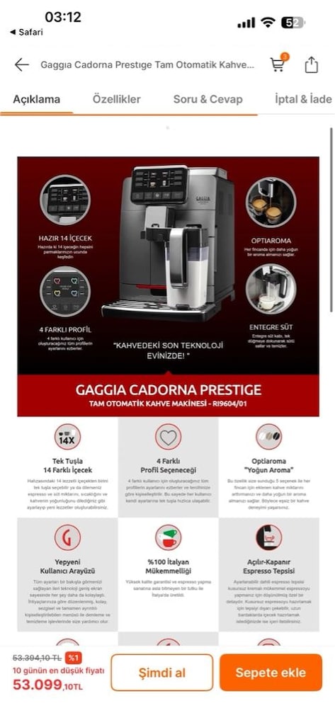 Cadorna Prestige Tam Otomatik Kahve Makinesi R|9604/01 - 2