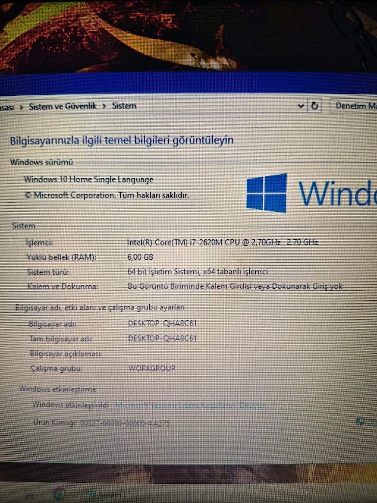 Laptop HP i7 İşlemci 240GB SSD Pili Yeni - 6