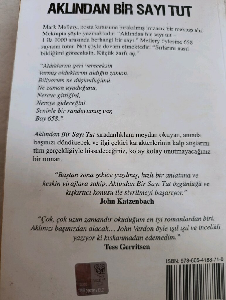 JOHN VERDON AKLINDAN BİR SAYI TUT ROMAN - 2