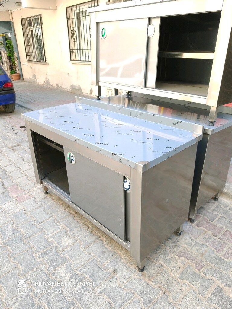 140 cm krom tezgah endüstriyel hazır mutfak krom çalışma tezgahı - 5