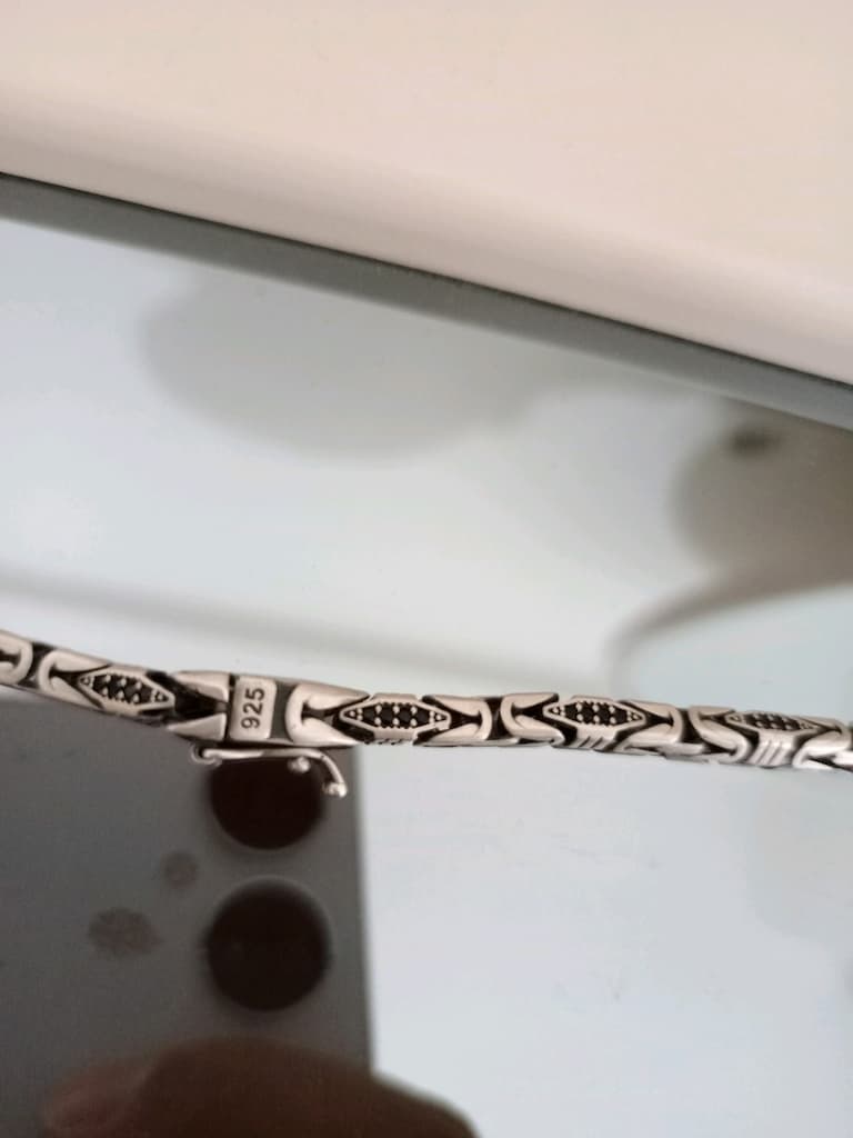Taşlı işlemeli kral kolye 925 ayar - 4