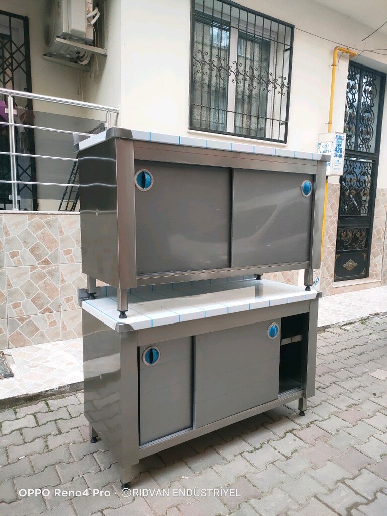 krom tezgah hazır mutfak paslanmaz çalışma tezgahı 140 cm kron tezğah - 2