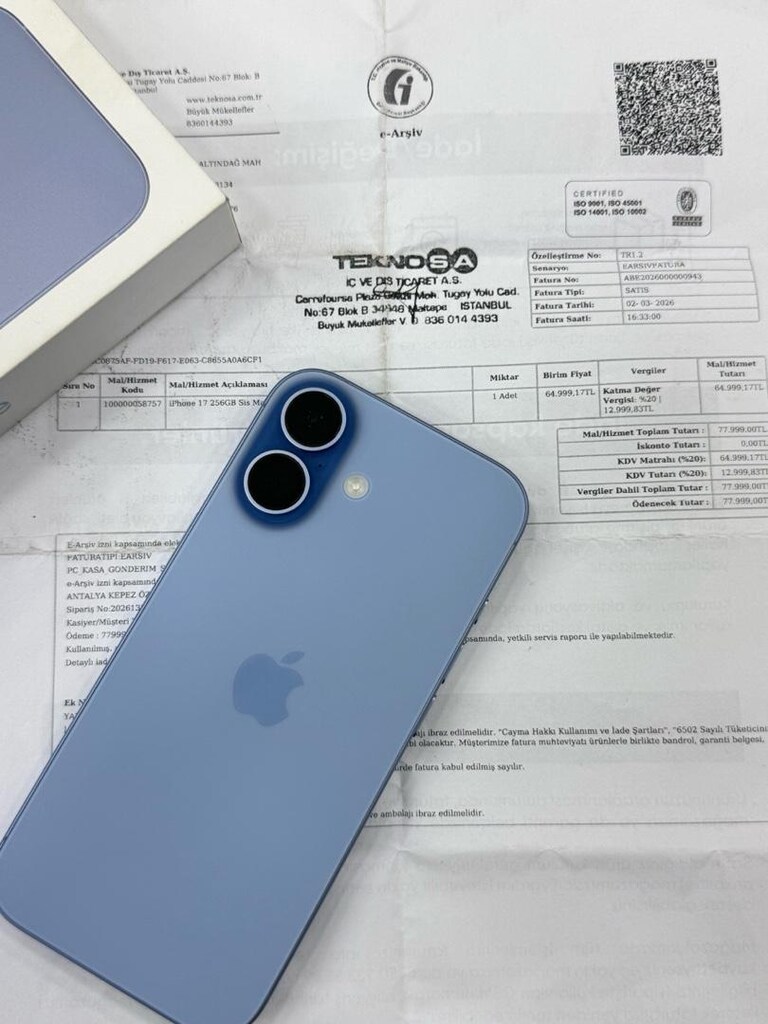 İPHONE 17 256GB 20 AY GARANTİLİ PİL 100 KUTU FATURALI - 9
