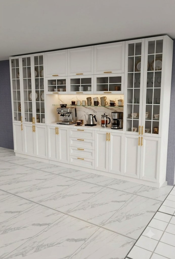 Premium LED'li Kahve Köşesi - Çimston Tezgah / Komple MDF - 5