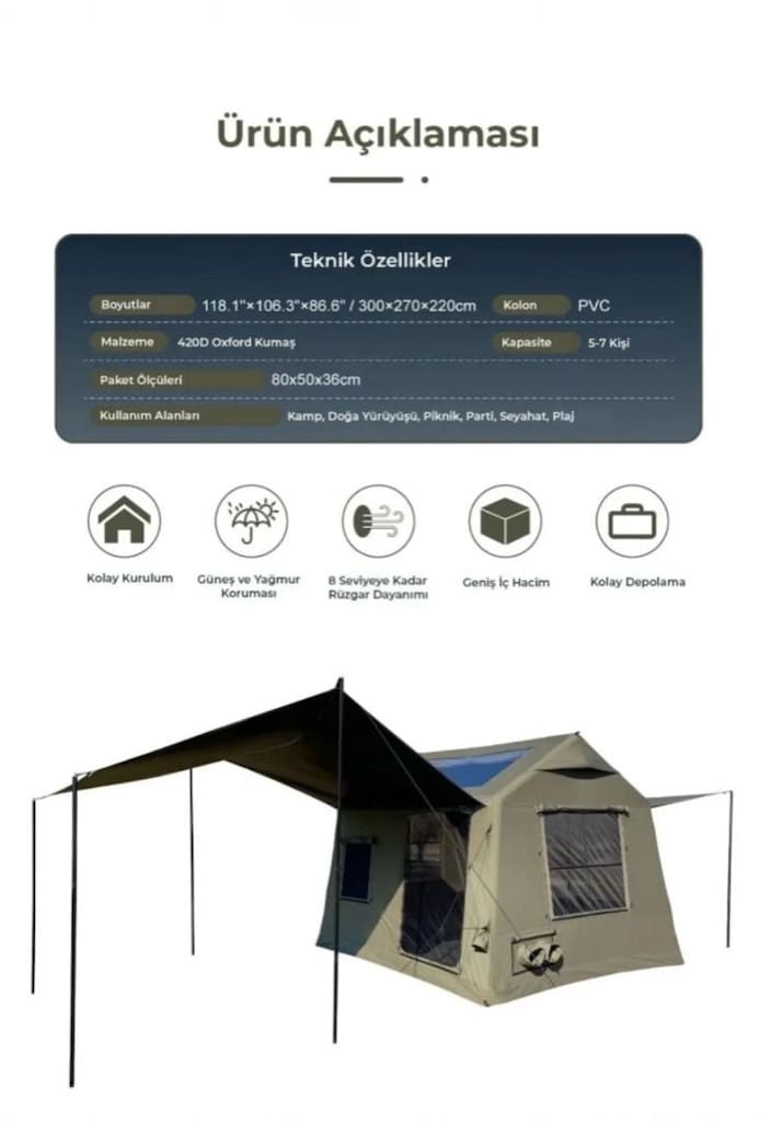 HABL MARKA TENTELİ ŞİŞME ÇADIR – 4 MEVSİM KAMP KONFORU! - 6