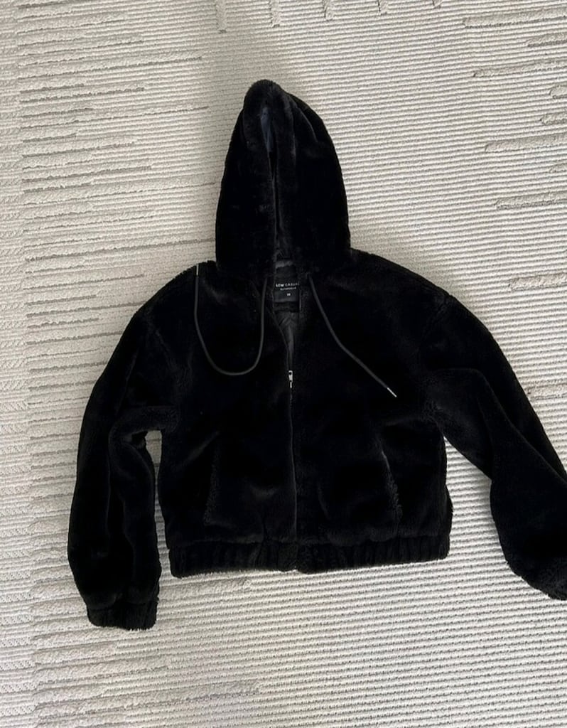 Bayan kapüşonlu peluş Mont - 4