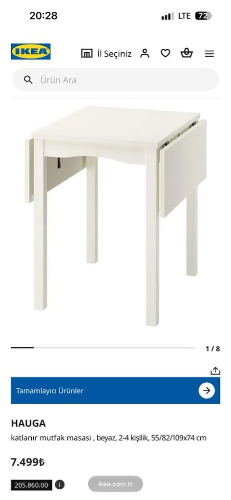 ikea hauga katlanır mutfak masa beyaz MDF - 5