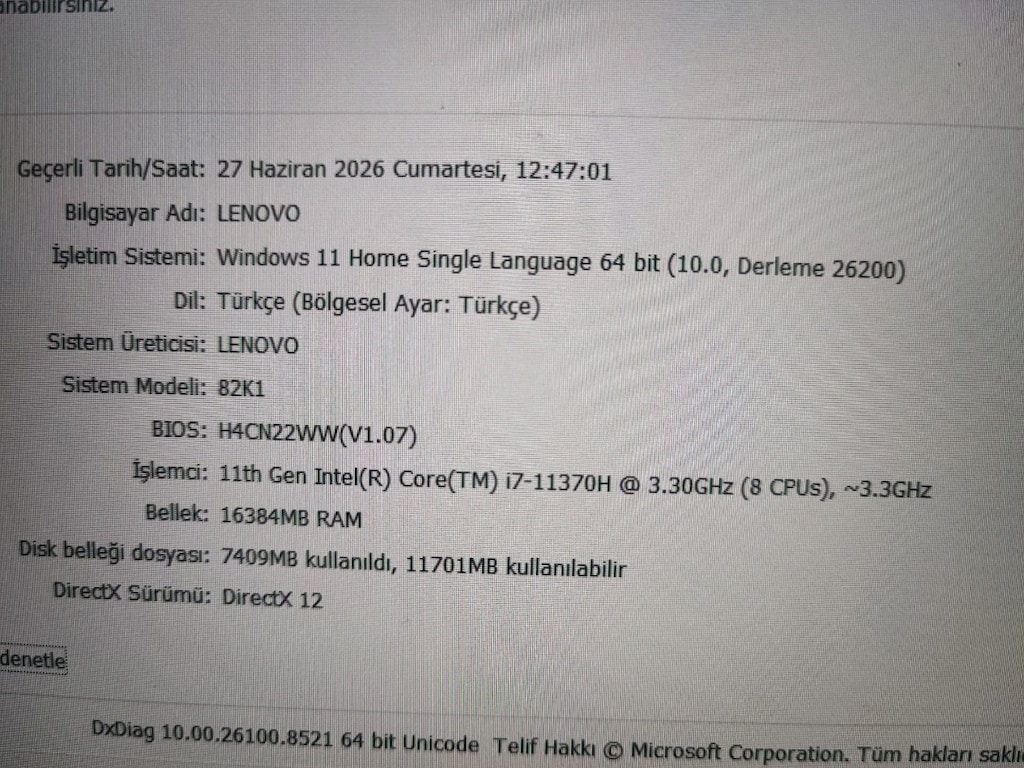 165 HZ EKRANLI LENOVO GAMING INTEL I7 11370H NVIDIA RTX3050TI LAPTOP - 3