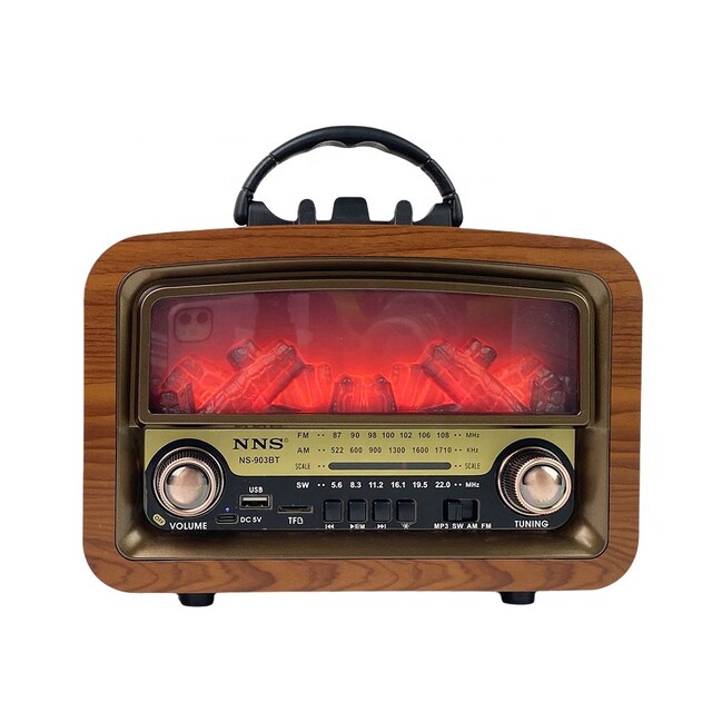 Retro Bluetooth Radyo Hoparlör USB TF Kart Destekli Şarjlı