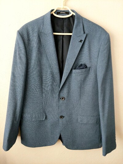 SÜVARİ erkek desenli mavi blazer ceket