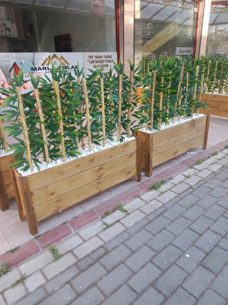 ahşap saksı bambulu komple set halinde - 4