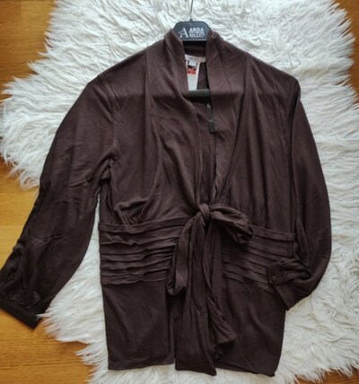 MANGO ACI KAHVE RETRO VİSKON BLUZ S M L