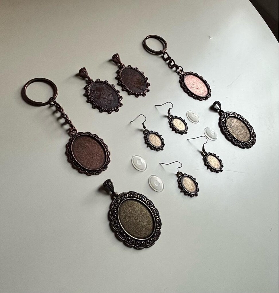 2 Çift Epoksi Antik Bakır Küpe 18x13 mm - 6