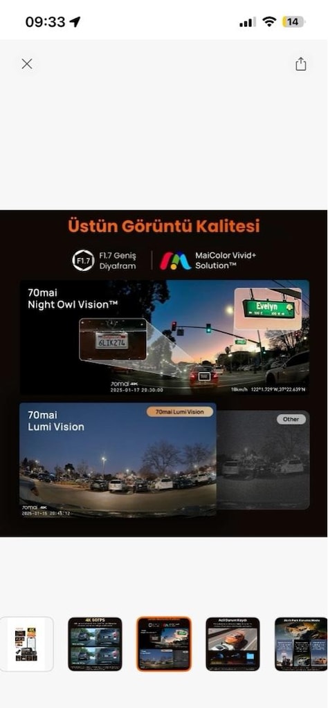 70MAI T800-41 Ön Kamera +Iç Kamera + RC41 Arka Kamera 256GB - 2
