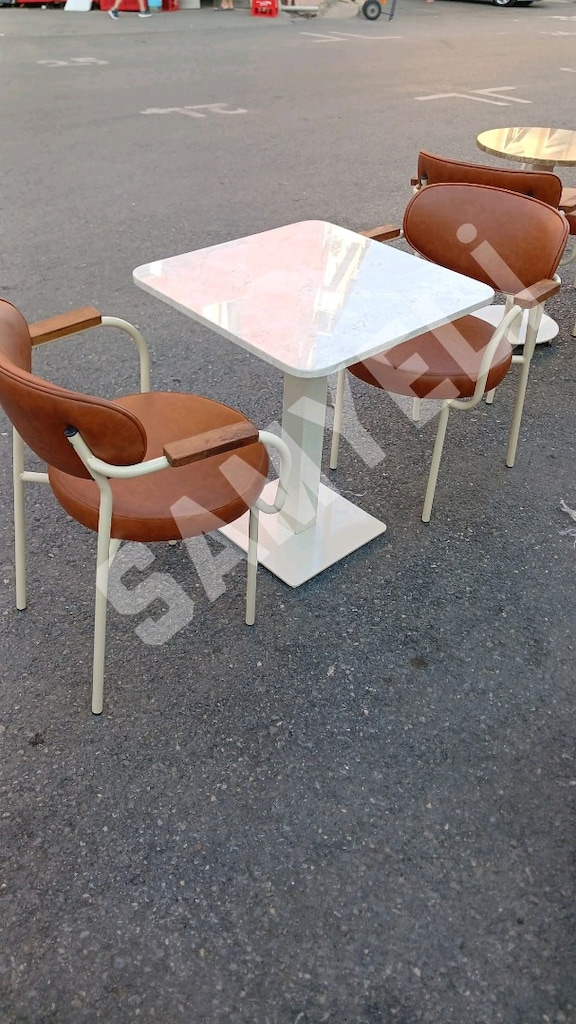 VENÜS SANDALYE KARE MERMER MASA MODELİ - 2