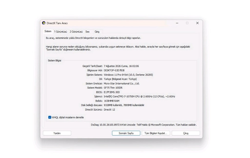 MSI GF75 CORE İ7 10750H 2.6GHZ-16GB RAM-512GB SSD-17.3''-GTX1660Ti 6GB - 10