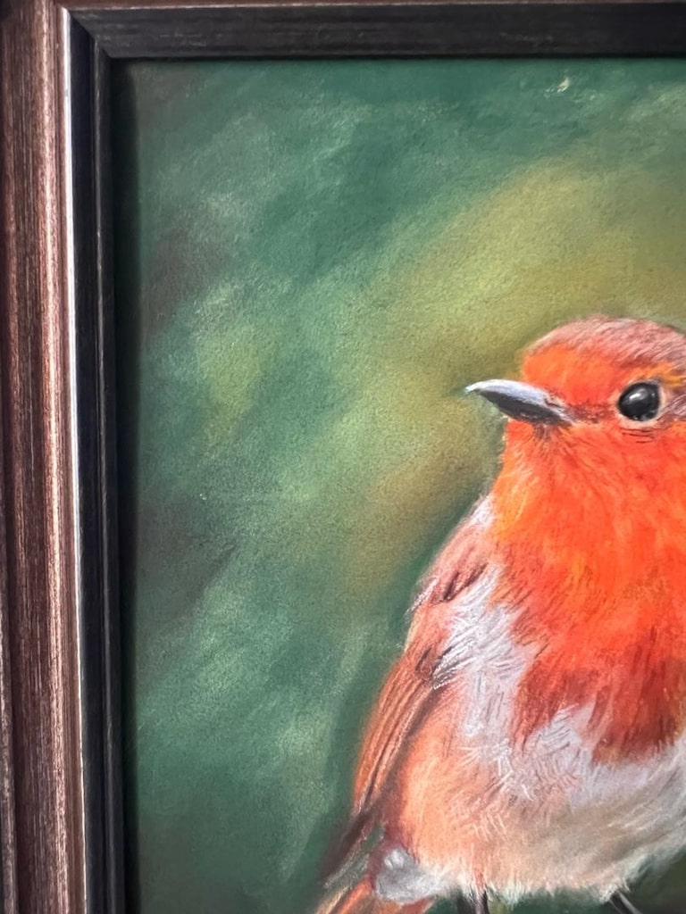 Orijinal Soft Pastel Kızılgerdan (Robin) Kuşu Tablosu 18x24 cm El Yapı - 4