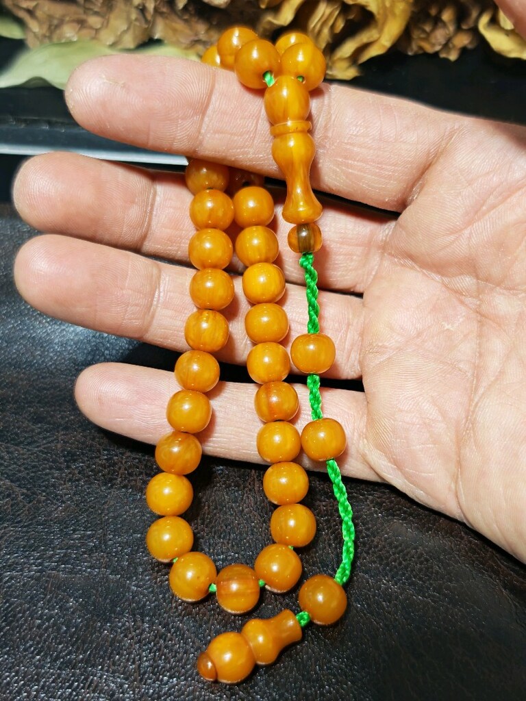 Muhammed dabbas çubuk sıkma kehribar tesbih - 4