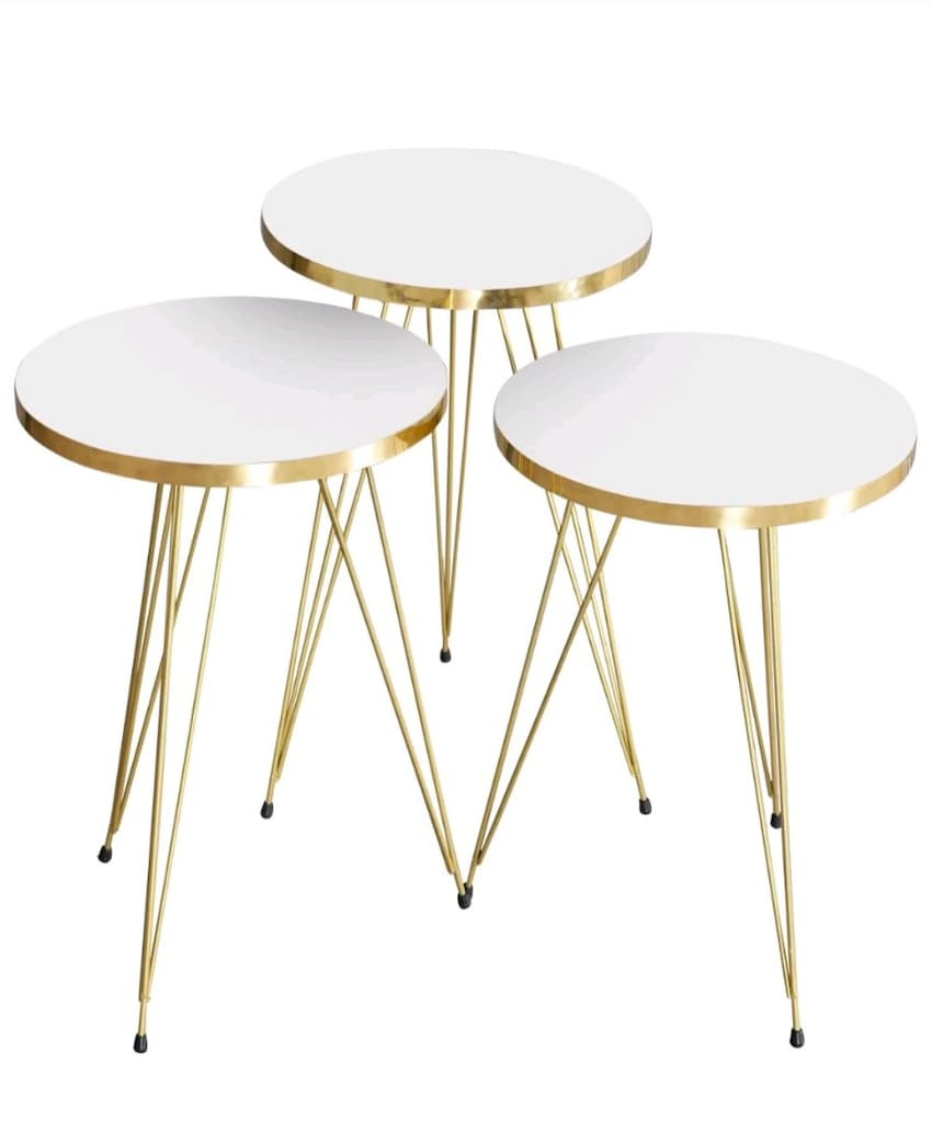 Gold Beyaz Model 3 lü Zigon Sehpa ve Orta Sehpa - 7