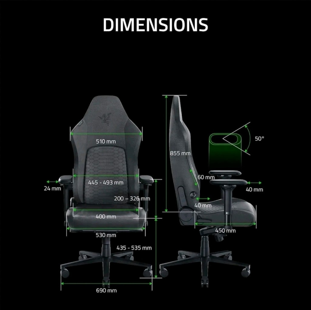 RAZER ISKUR V2 SİYAH YEŞİL (6D adaptif bel destekli) OYUNCU KOLTUĞU - 7