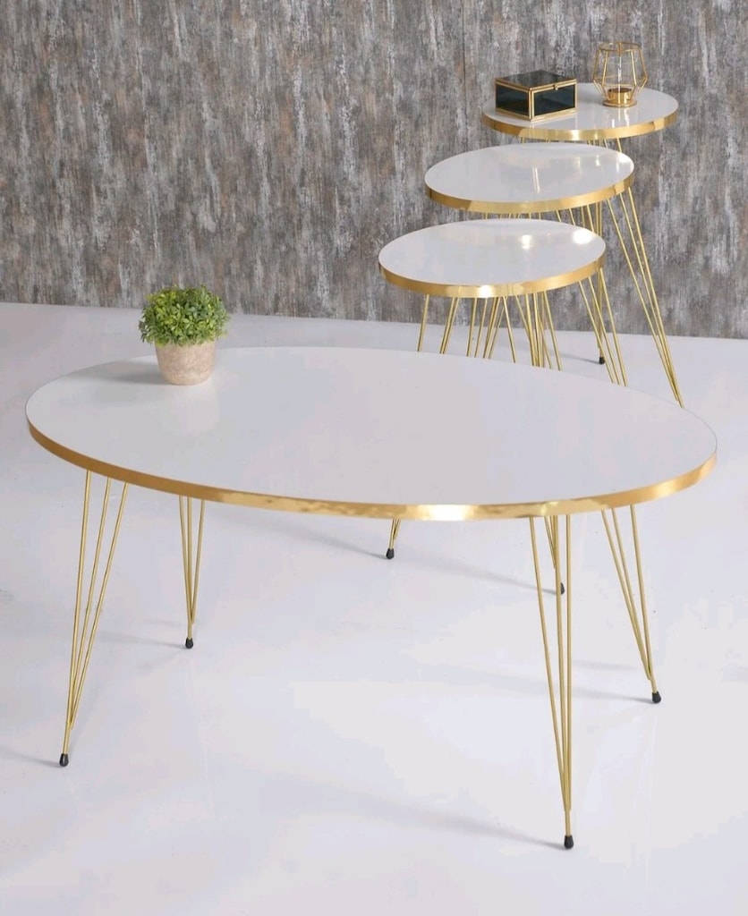 Gold Beyaz Model 3 lü Zigon Sehpa ve Orta Sehpa - 4