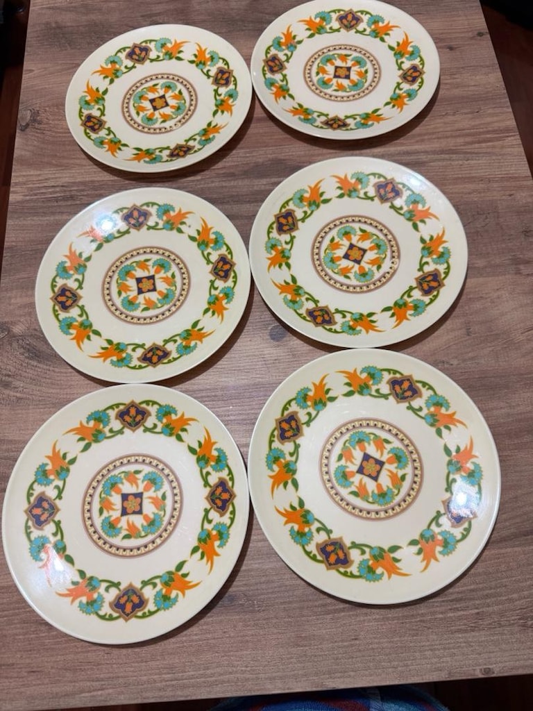Vintage Noramin Norm Melamine 6’lı Desenli Pasta Tatlı Tabağı - 3