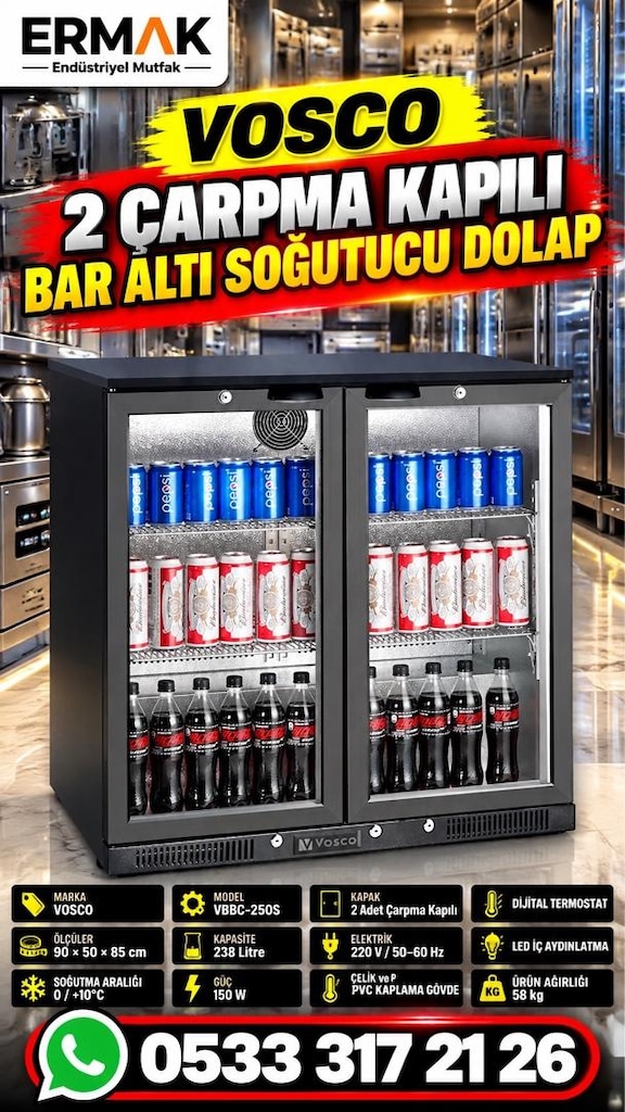 VOSCO 2 ÇARPMA KAPILI BAR ALTI SOĞUTUCU – ŞOOOK KAMPANYA! - 3