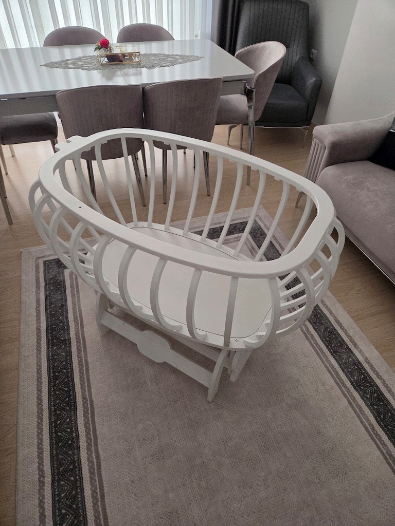 bebbe marka sepet model ahşap bebek beşiği - 2