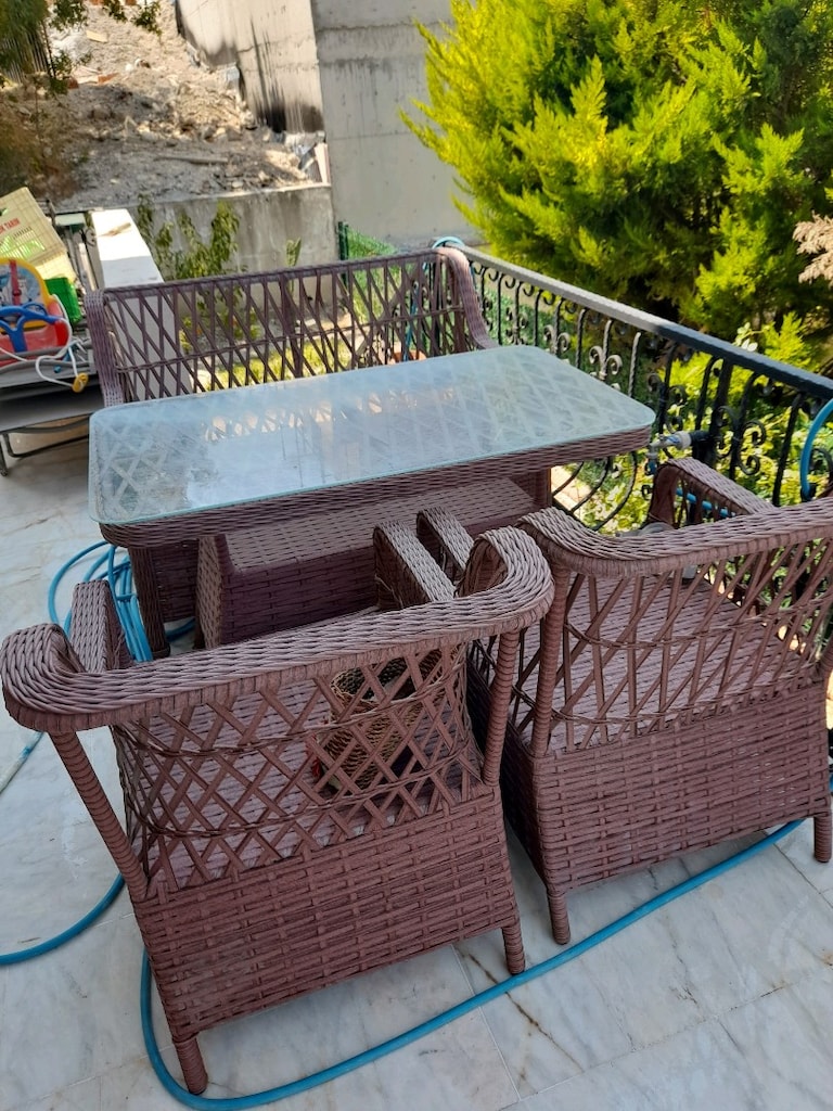 bambu balkon masa sandalye - 3