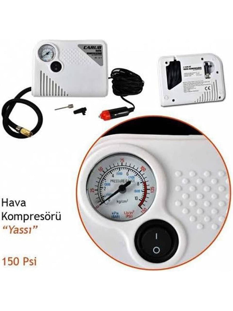 Yassı Oto Araç Mini Kompresör Hava Kompresörü 12V 150 PSI